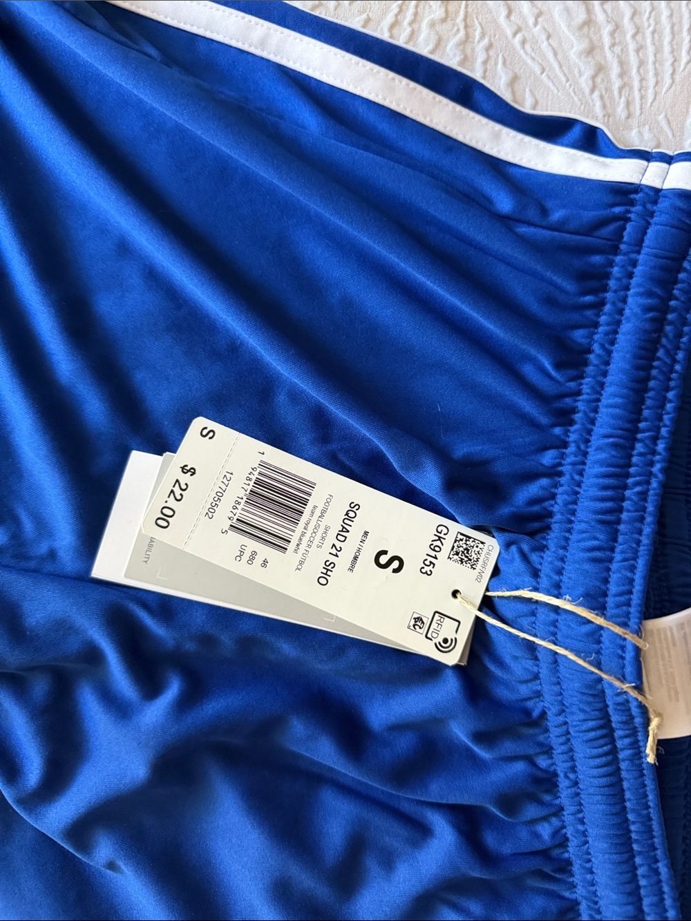 adidas Men’s Royal Blue Athletic Shorts with White Stripes - Picture 2 of 2